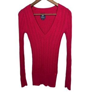 American Eagle Y2K Cable Knit Sweater SP Pink Elena Bella Preppy 2009 Fall‎